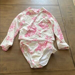 Floral Rash Guard Set - Pink and White
